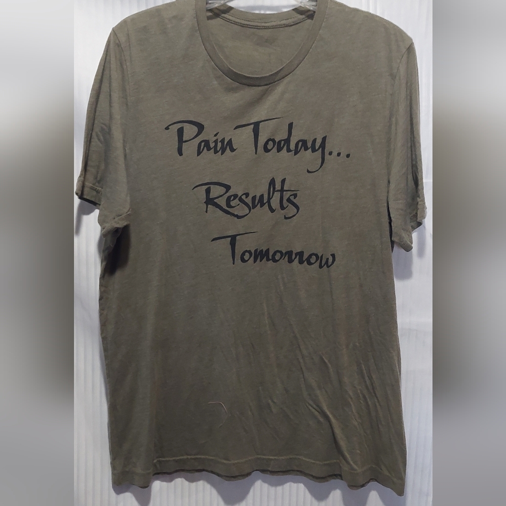 3/$5 Women's 2X 'Pain Today Results Tomorrow'  Olive T-Shirt Interchange Apparel